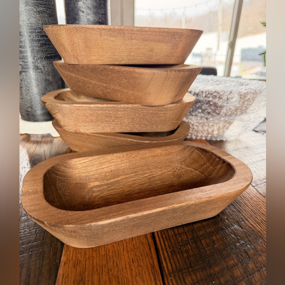 1 Chunky Wooden Bowl Decor Centerpiece Candle Making Candy Farmhouse 9.5”x6” New